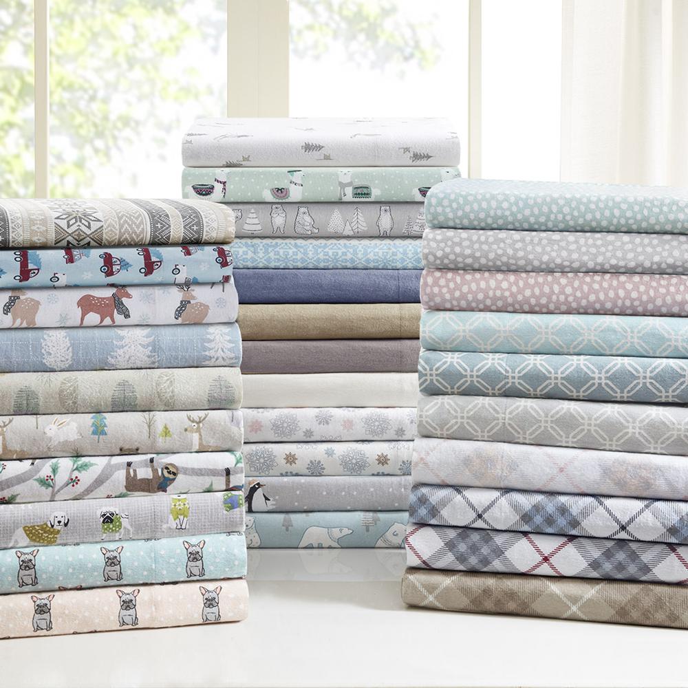 Cozy Flannel Printed Sheet Set, Bear color