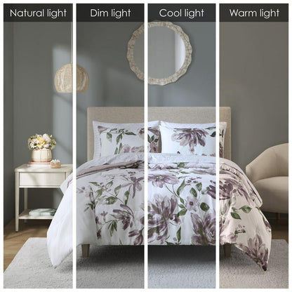 Alice Floral Comforter Set with Bed Sheets, Mauve color