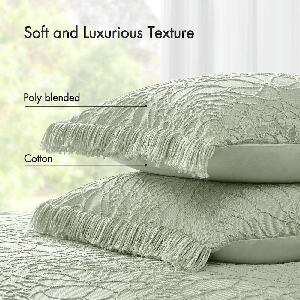 Willow 3PCS Bedspread Set, Sage color