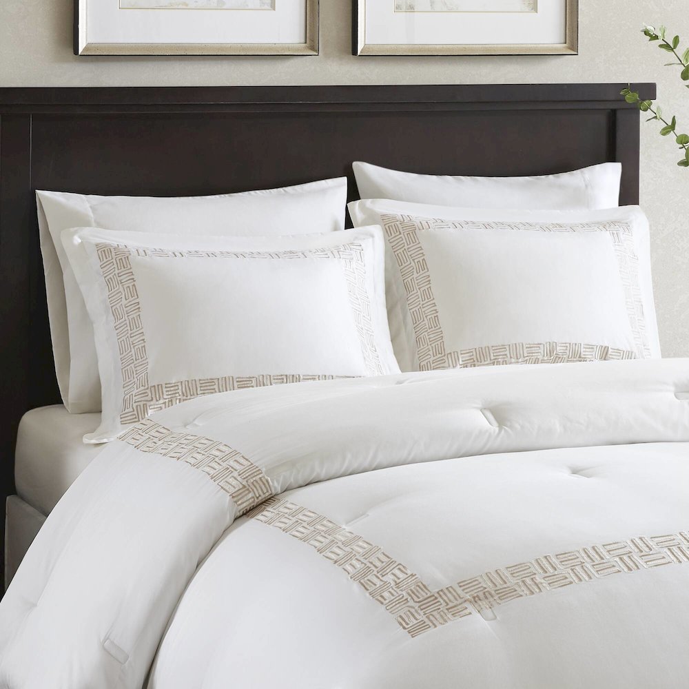 4 Piece Cotton Sateen With Embroidery Oversized Comforter Set