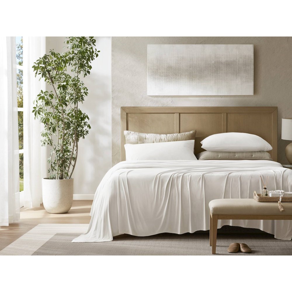 Stretch Jersey Sheet Set, White color