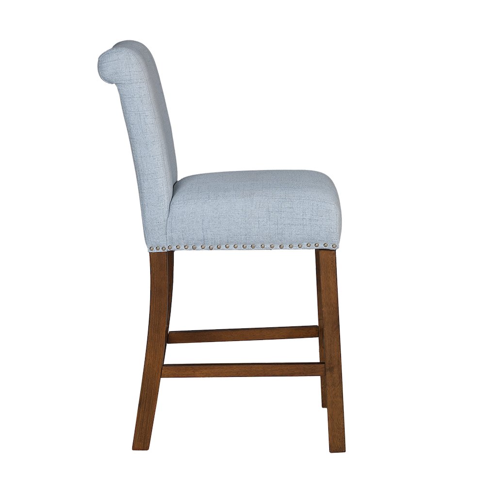 Upholstered Counter Stool with Nailhead Trim Set of 2