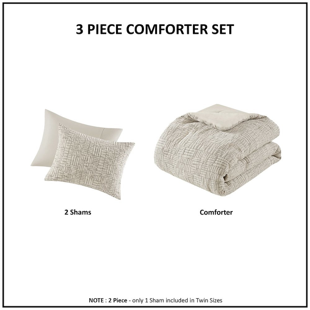 Harper Oversized Cotton Matelasse Comforter Set in Natural Color