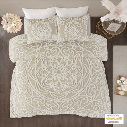 3 piece Tufted Cotton duvet cover set