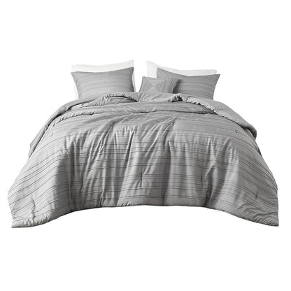 Cationic Dyed Clip Jacquard Comforter Set with Throw Pillow