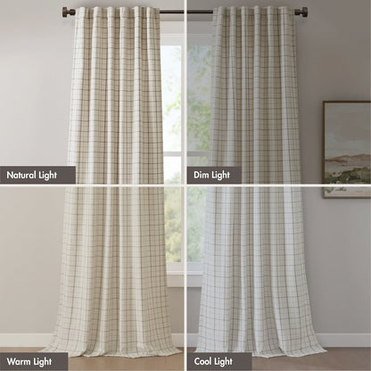 Anaheim Plaid Rod Pocket and Back Tab Curtain Panel with Fleece Lining