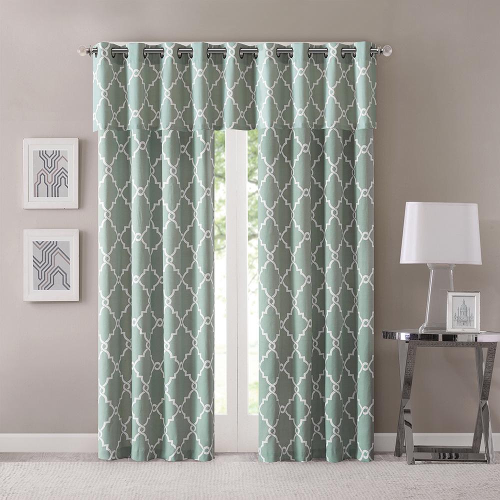 Fretwork Print Grommet Top Window Valance