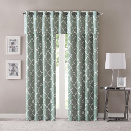 Fretwork Print Grommet Top Window Valance