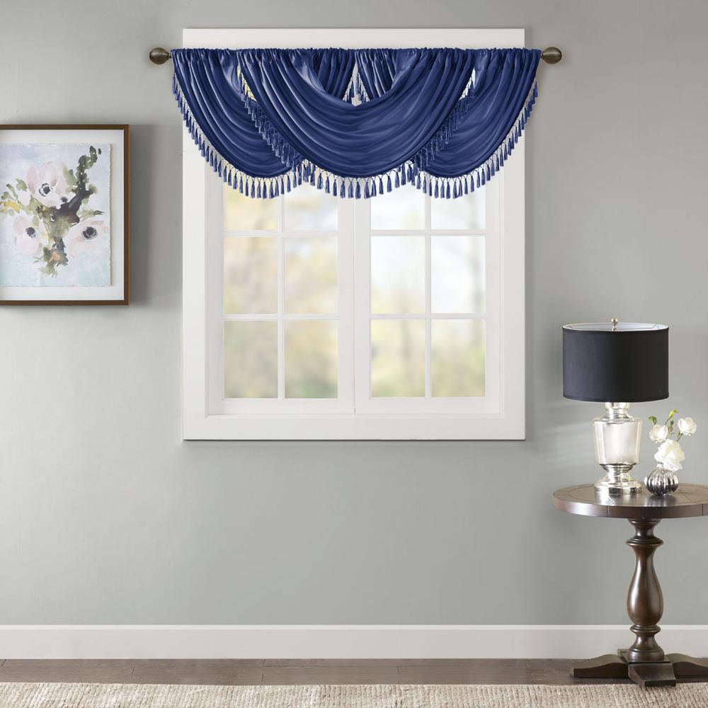 Faux Silk Waterfall Embellished Valance