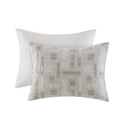 Cairo 3 Piece Cotton Jacquard Comforter Set, Ivory color