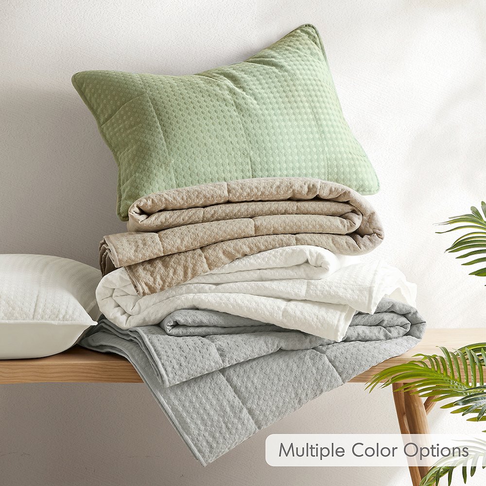Mina Waffle Weave Textured Quilt Set, Gray color