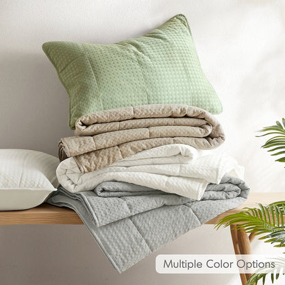 Mina Waffle Weave Textured Quilt Set, Gray color