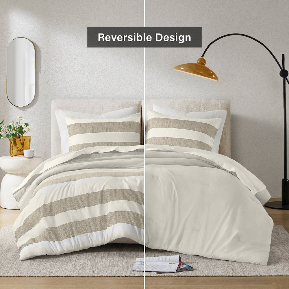 Blais Stripe Textured Print Comforter Set