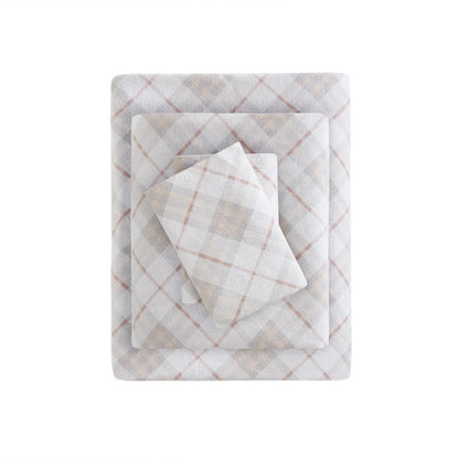 Cozy Flannel Printed Sheet Set, Pink Plaid color