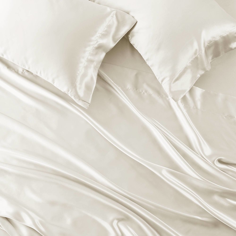 Satin Luxury 6 PC Sheet Set, Ivory color