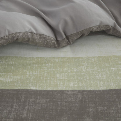 Jaxon Stripe Comforter Set with Bed Sheets, Green/Grey color