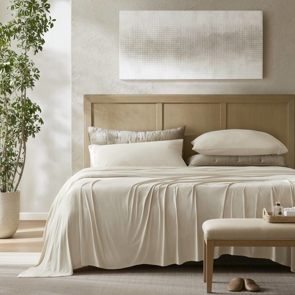 Stretch Jersey Sheet Set, Ivory color