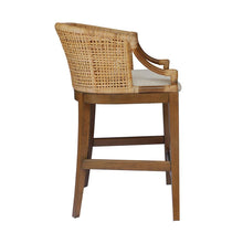 Handcrafted Brown Counter Stool with Solid Wood Frame for Kitchen