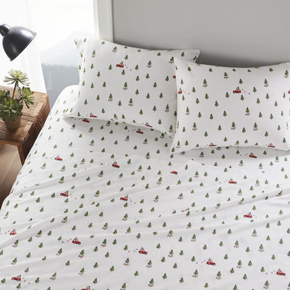 Cotton Flannel Sheet Set, Green Tree Trip color