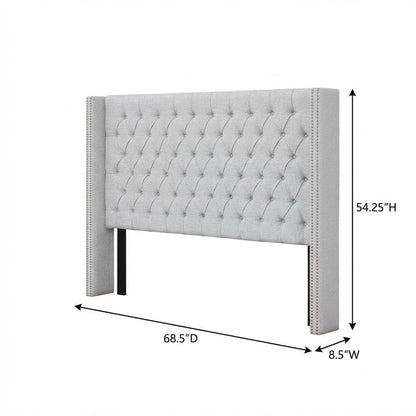 Gray Upholstery Headboard with Plywood Frame and Metal Legs for Bedroom