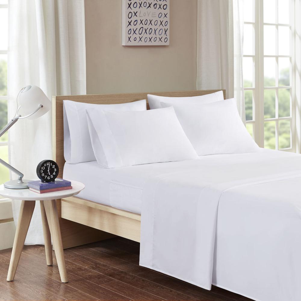 Microfiber Sheet Set with Side Storage Pockets, White color