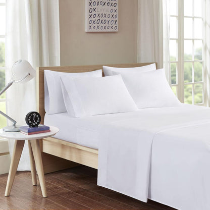 Microfiber Sheet Set with Side Storage Pockets, White color