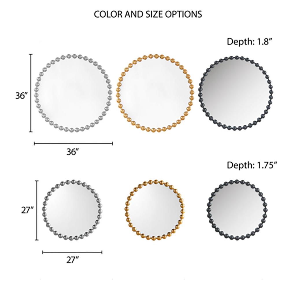 Beaded Round Wall Mirror 27"D