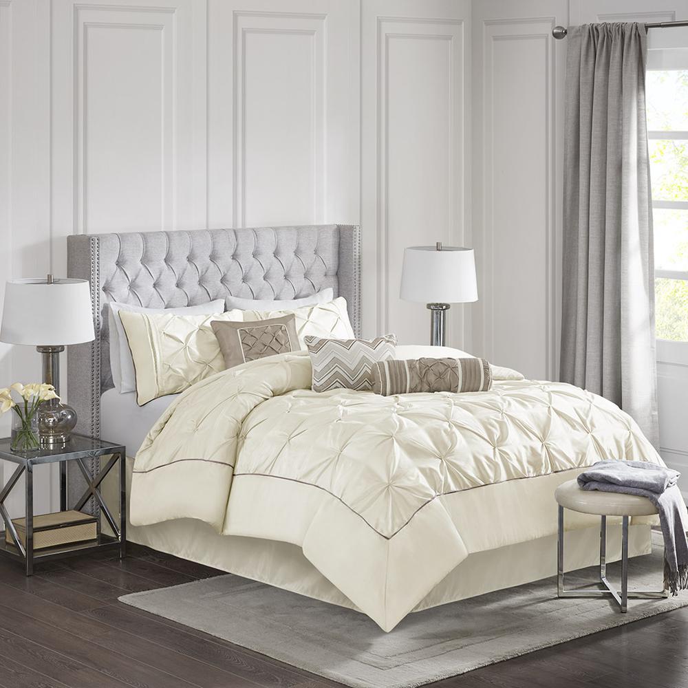 Laurel 7 Piece Tufted Comforter Set, Ivory color