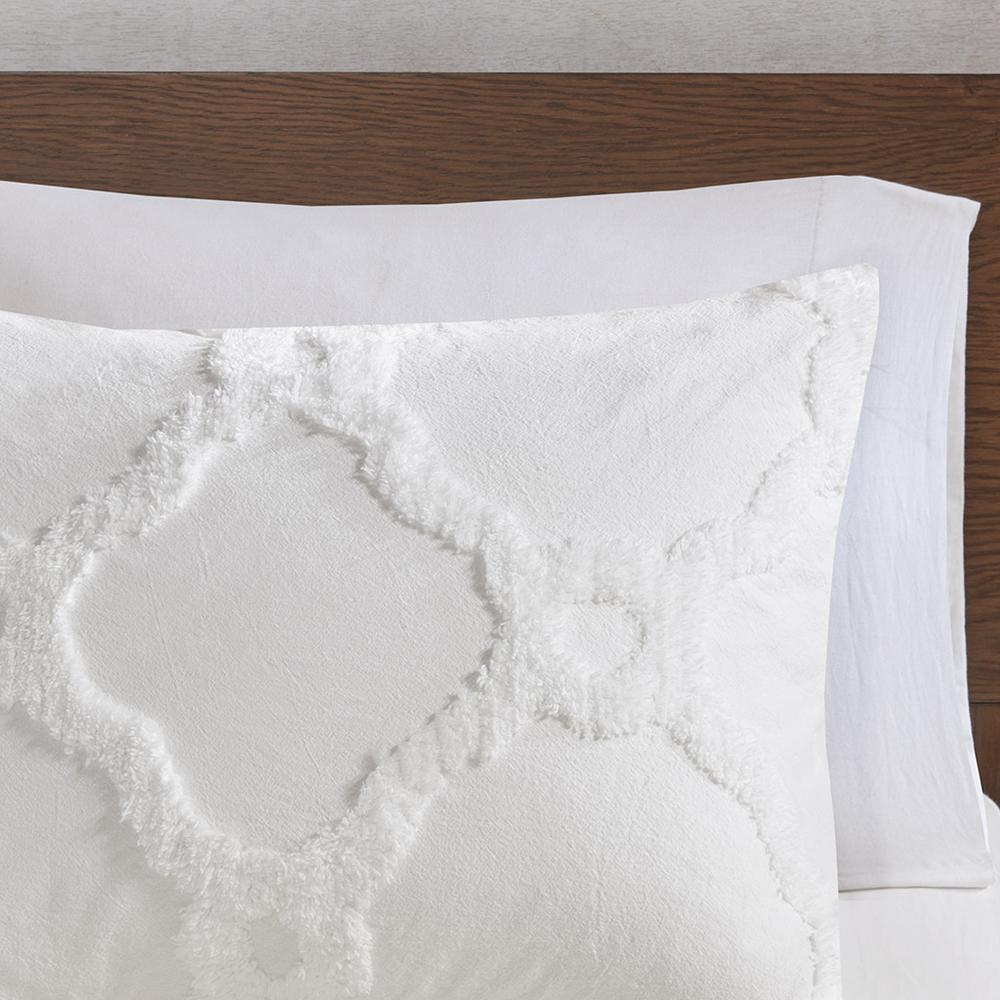 3 Piece Tufted Cotton Chenille Geometric Duvet Cover Set