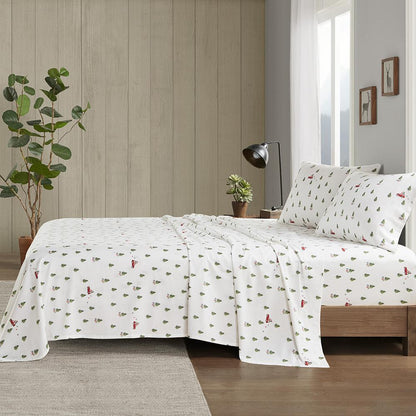 Cotton Flannel Sheet Set, Green Tree Trip color