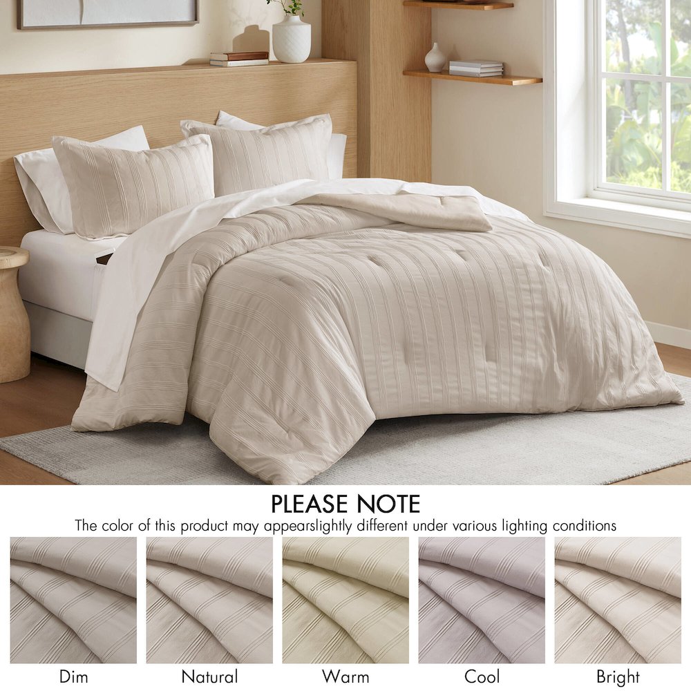 Logan Woven Striped Comforter Set, Neutral color