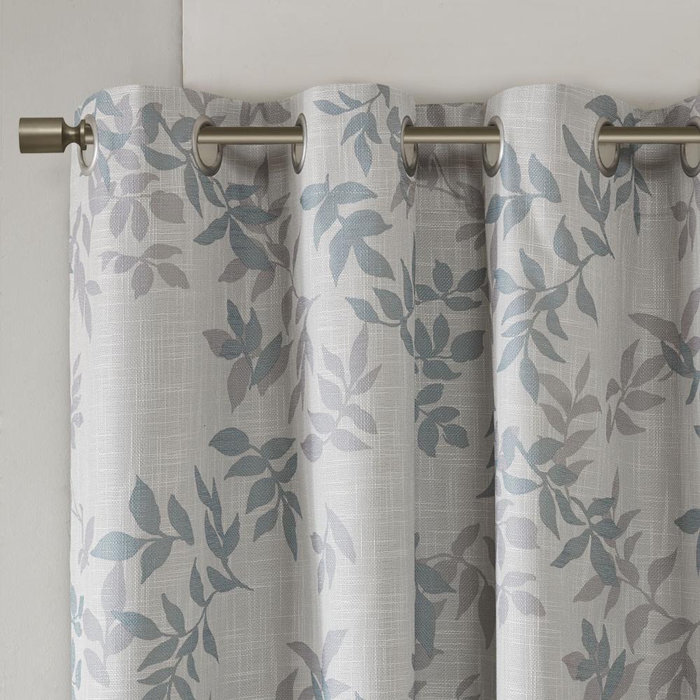 Aqua Printed Botanical Blackout Window Panel, Belen Kox