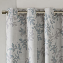 Aqua Printed Botanical Blackout Window Panel, Belen Kox