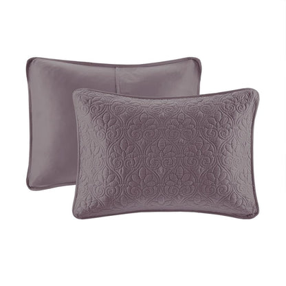 Quebec 3 Piece Reversible Quilt Set, Purple color