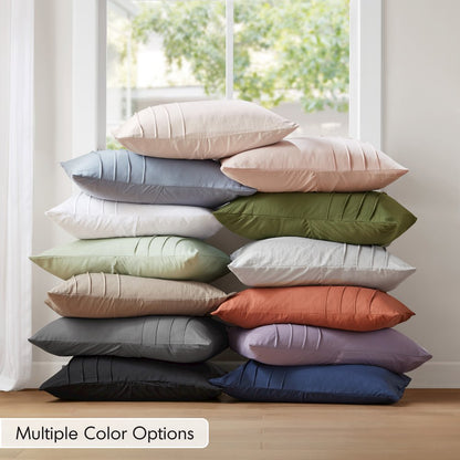 Porter Soft Washed Pleated Duvet Cover Set, Khaki color