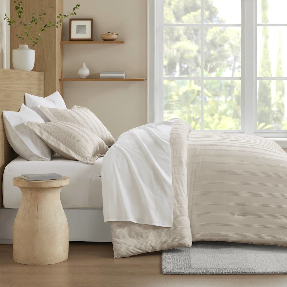 Logan Woven Striped Comforter Set, Neutral color