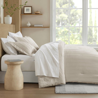 Logan Woven Striped Comforter Set, Neutral color