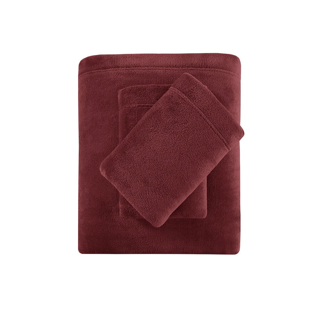 Soloft Plush Micro Plush Sheet Set in Burgundy