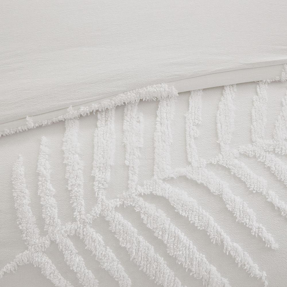3 Piece Tufted Cotton Chenille Palm Duvet Cover Set