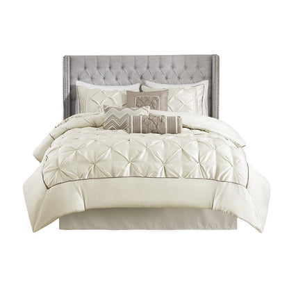 Laurel 7 Piece Tufted Comforter Set, Ivory color