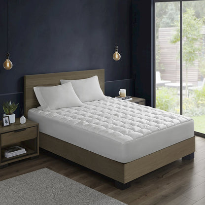 Dream Puff Overfilled Down Alternative Mattress Pad in White Color
