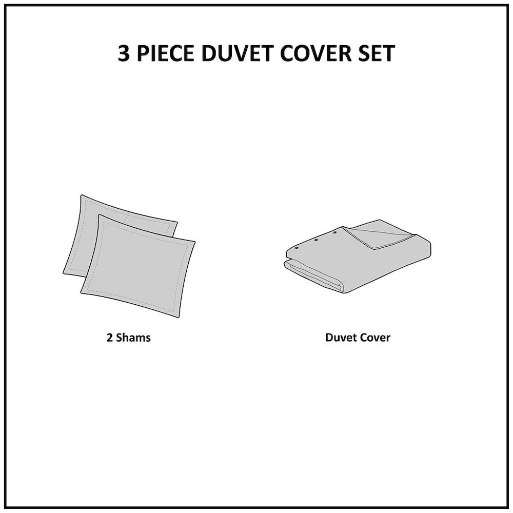 3 Piece Cotton Jacquard Duvet Cover Set