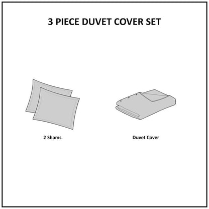 3 Piece Cotton Jacquard Duvet Cover Set