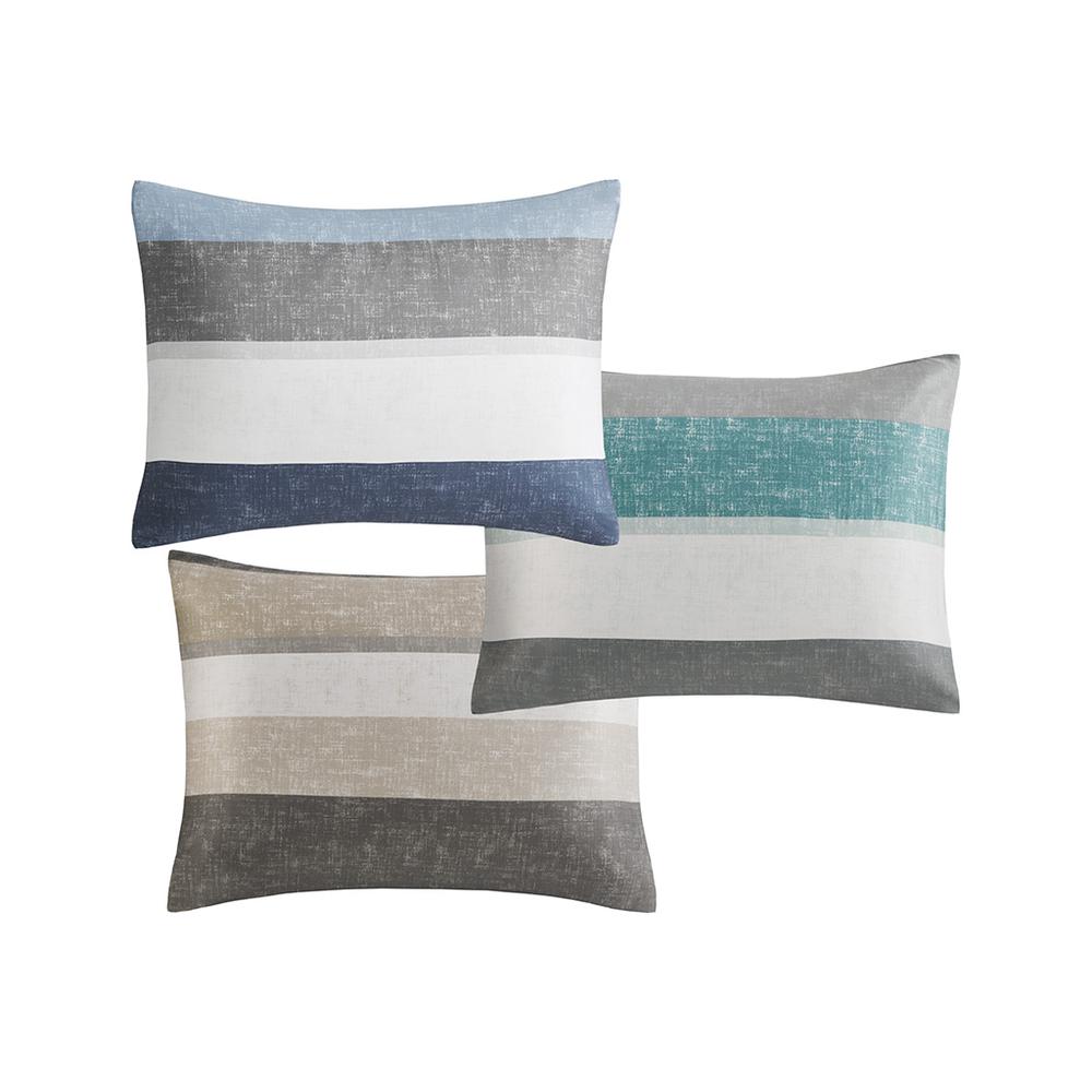 Jaxon Stripe Comforter Set with Bed Sheets, Taupe/Grey color