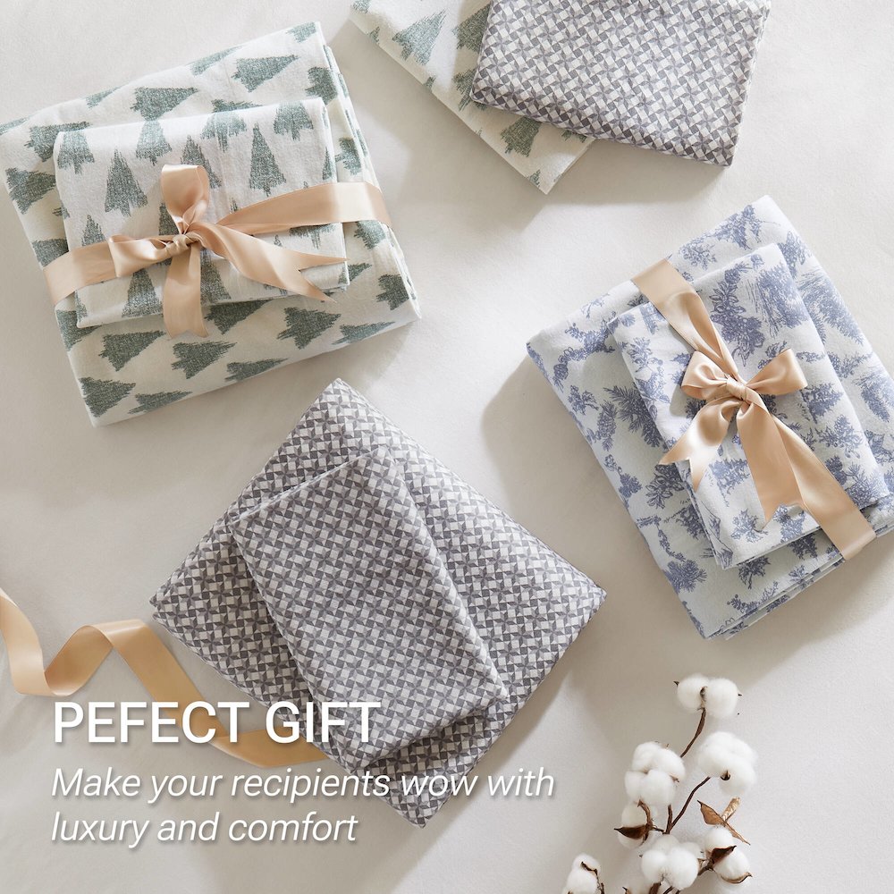Cozy Flannel 100% Cotton Flannel Printed Sheet Set, Ikat tree color