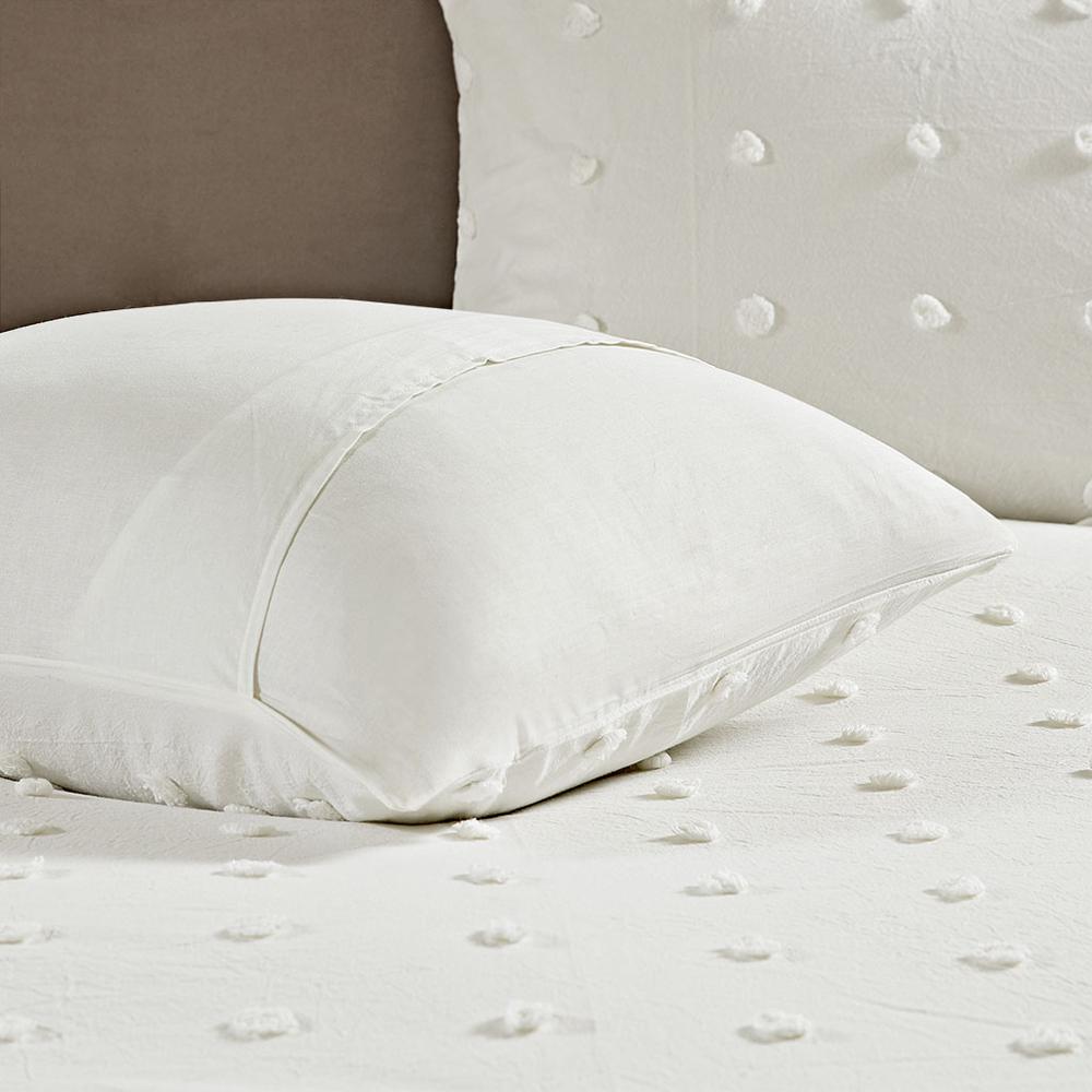 Cotton Jacquard Duvet Cover Set with Euro Shams and Throw Pillows