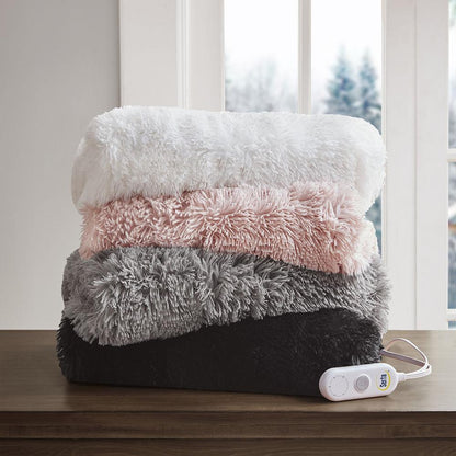 Shaggy Faux Fur Heated Throw