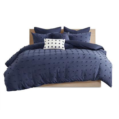 Cotton Jacquard Duvet Cover Set with Euro Shams and Throw Pillows