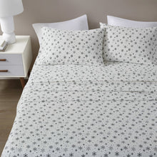 Oversized Cotton Flannel 4 Piece Sheet Set in Black Snowflakes