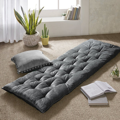 Edelia Poly Chenille Lounge Floor Pillow Cushion in Charcoal